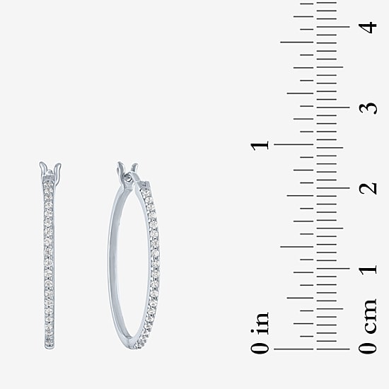 (I1-I2/ G-H) Womens 1/4 CT. T.W. Lab Grown White Diamond Sterling Silver 23.4mm Hoop Earrings