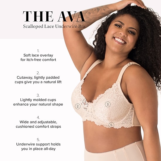 Leading Lady® Scalloped Lace Underwire Full Figure Bra- 5044