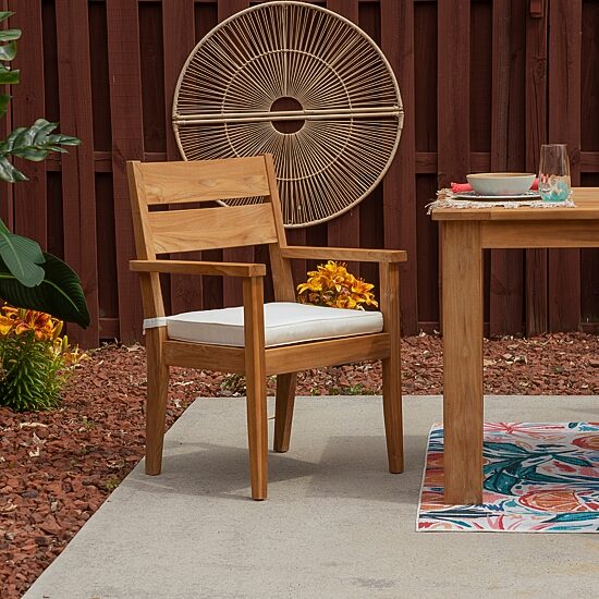 Carlbach Outdoor Teak Dining Armchair with Cushion
