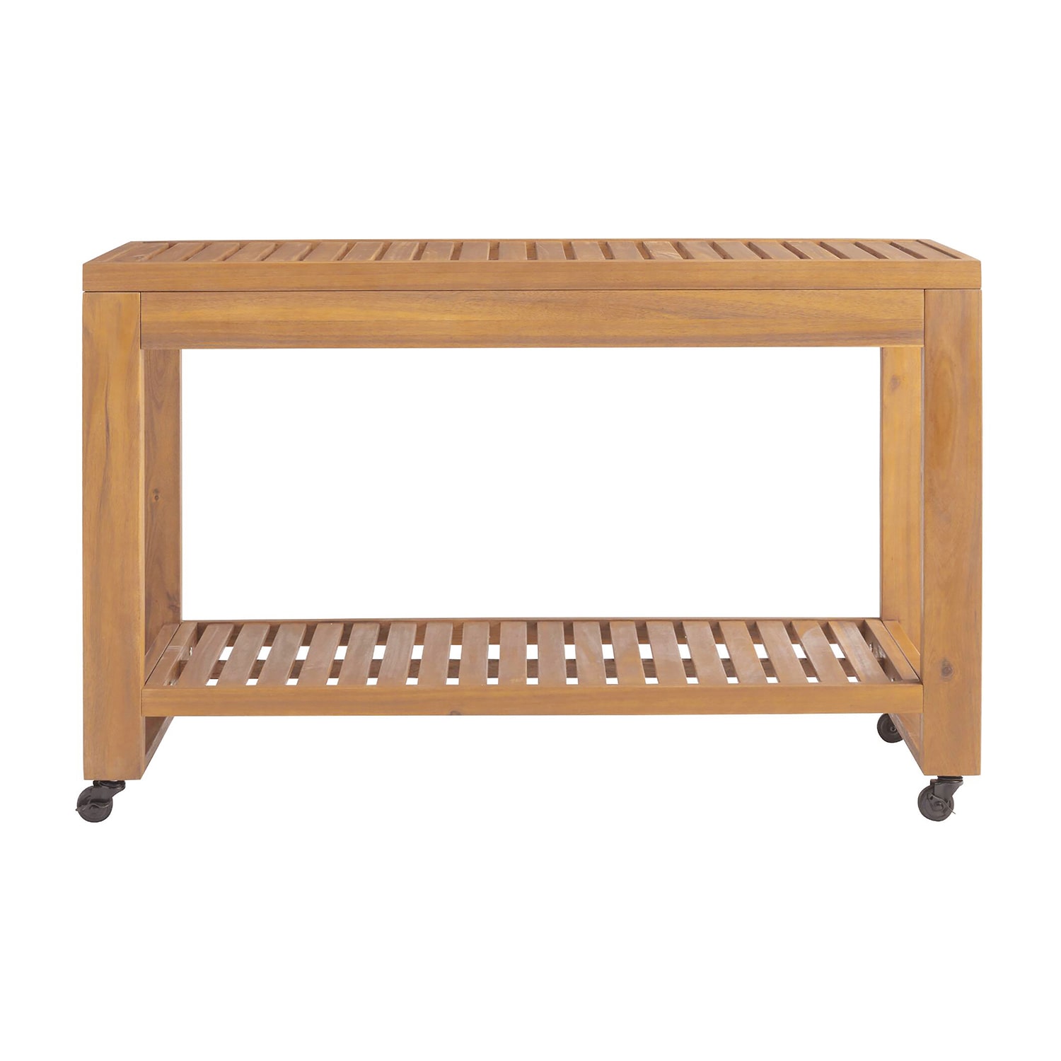 Carlbach Outdoor Teak 48" Kitchen Island with Wheels