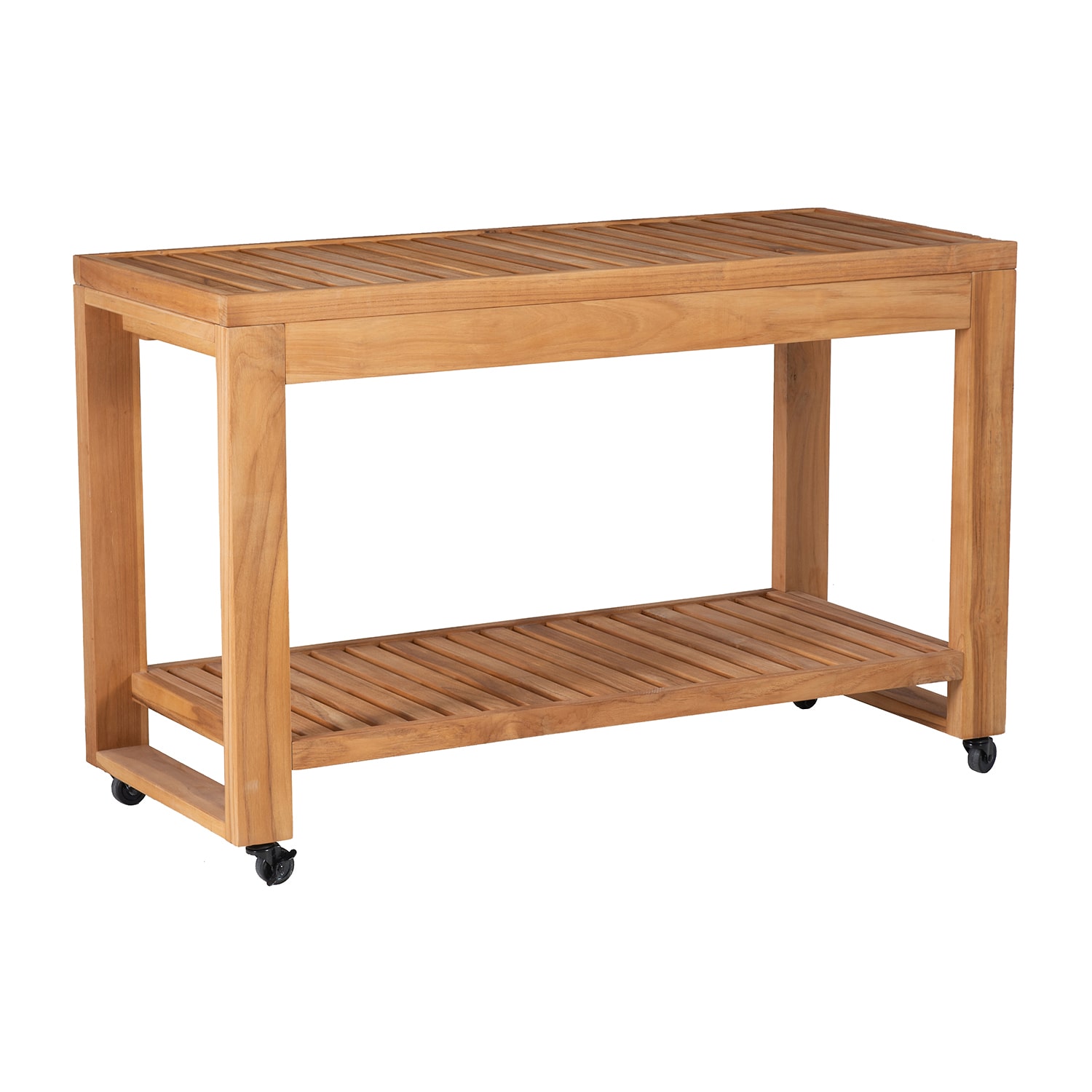 Carlbach Outdoor Teak 48" Kitchen Island with Wheels