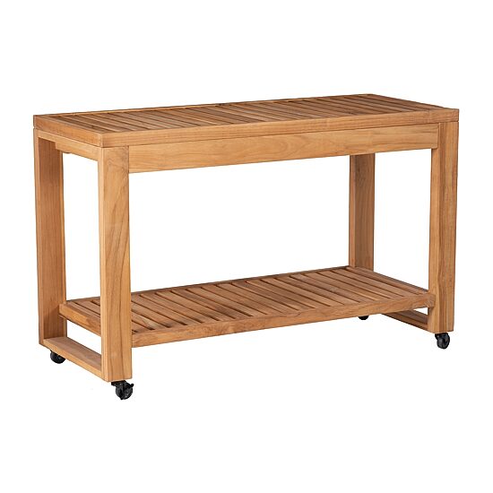 Carlbach Outdoor Teak 48" Kitchen Island with Wheels