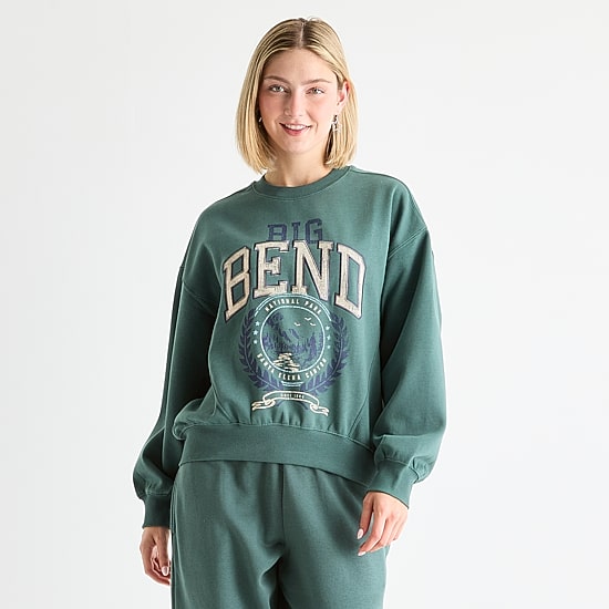 Arizona Oversized Womens Juniors Crew Neck Long Sleeve Sweatshirt