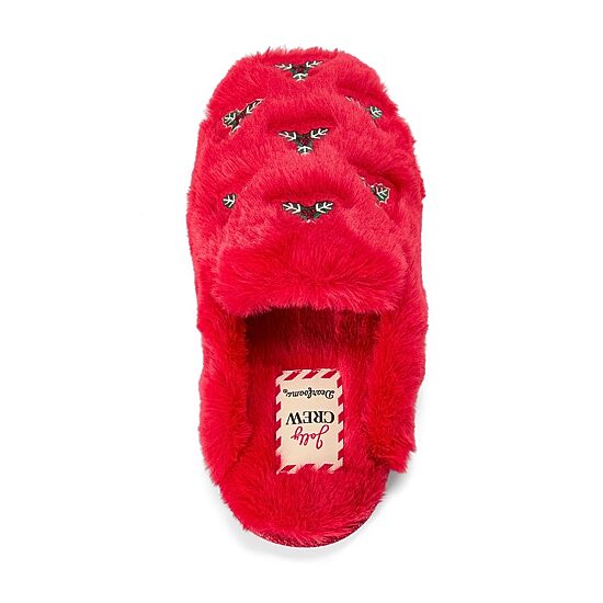 Dearfoams Holiday Fur Shaped Tab Womens Memory Foam Clog Slippers