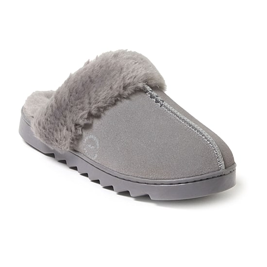 Dearfoams Helena Genuine Suede With Prayer Seam Womens Moccasin Slippers