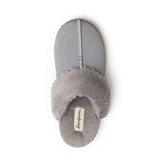 Dearfoams Helena Genuine Suede With Prayer Seam Womens Moccasin Slippers