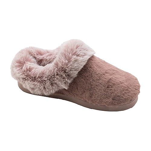 Cuddl Duds Faux Fur Womens Memory Foam Clog Slippers In Pink