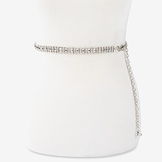 JS Jessica Simpson Diamond Chain Womens Belt