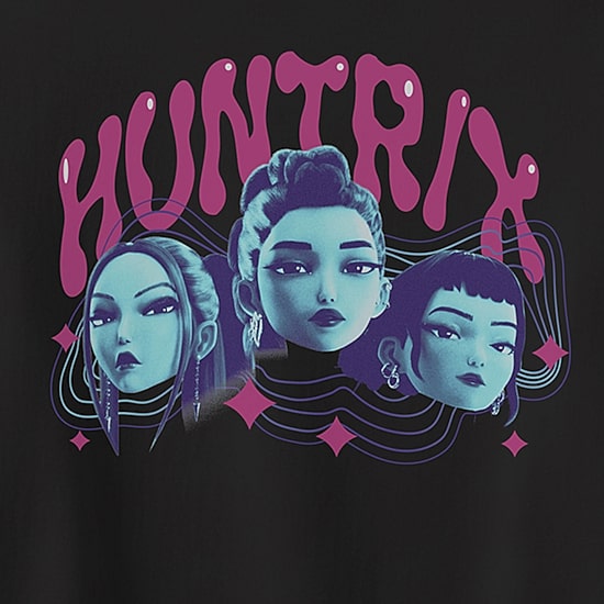 Womens Juniors Crew Neck Short Sleeve Fitted KPOP Demon Hunters Graphic T-Shirt