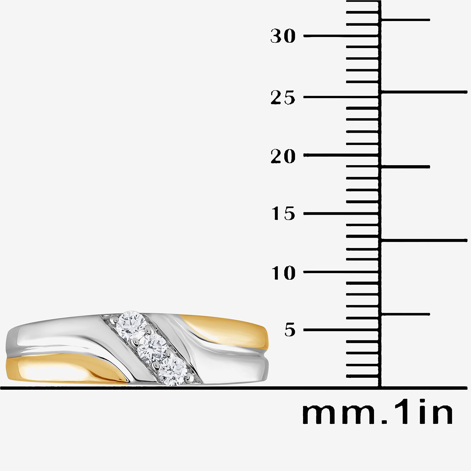 (G / Si1-Si2) Mens 1/5 CT. Lab Grown White Diamond 14K Gold Over Silver 3-Stone Wedding Band