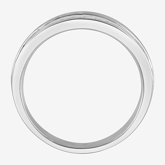 (G / Si1-Si2) Mens 3/4 CT. T.W. Lab Grown White Diamond Sterling Silver Wedding Band