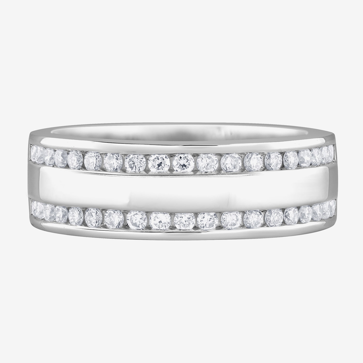 G / Si1-Si2) Mens / CT. T.W. Lab Grown White Diamond Sterling Silver Wedding Band