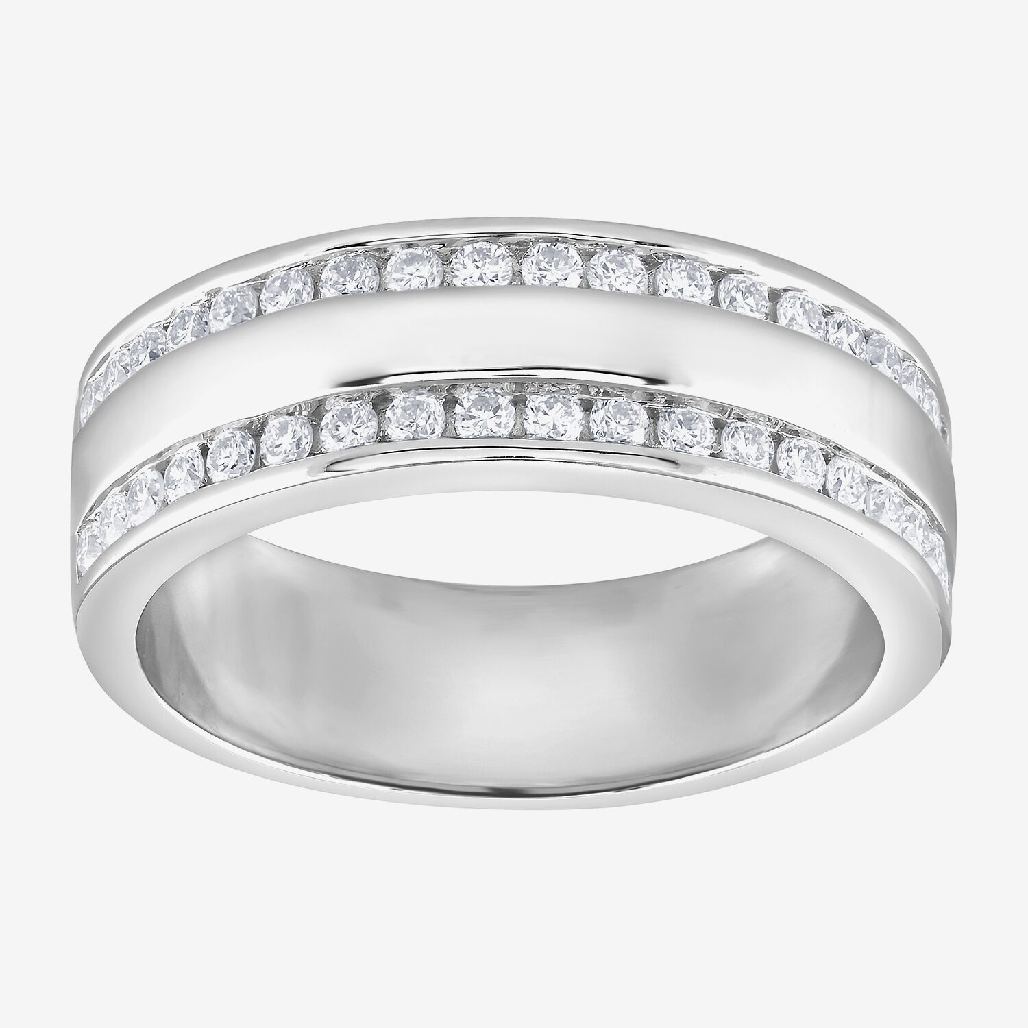 G / Si1-Si2) Mens / CT. T.W. Lab Grown White Diamond Sterling Silver Wedding Band