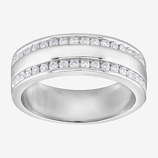 (G / Si1-Si2) Mens 3/4 CT. T.W. Lab Grown White Diamond Sterling Silver Wedding Band