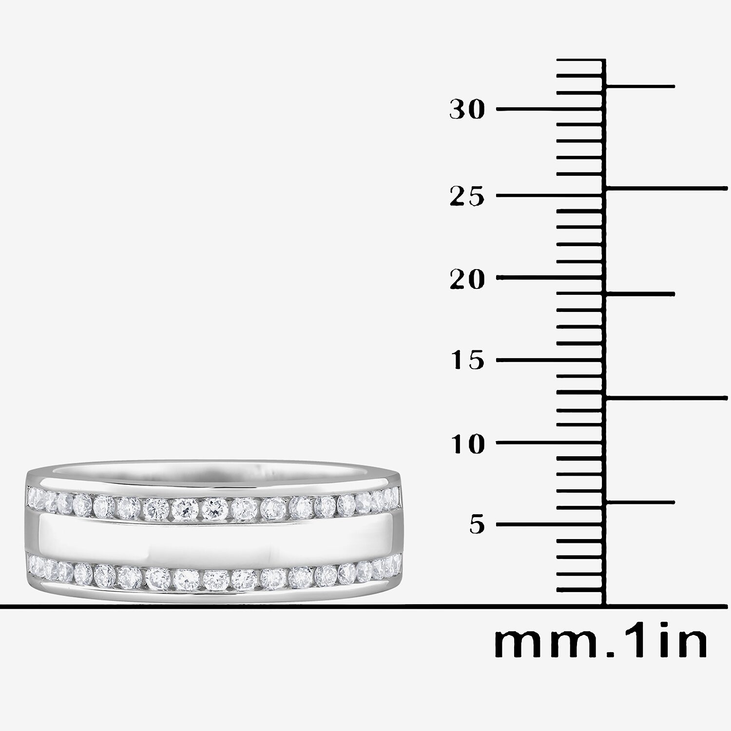 G / Si1-Si2) Mens / CT. T.W. Lab Grown White Diamond Sterling Silver Wedding Band