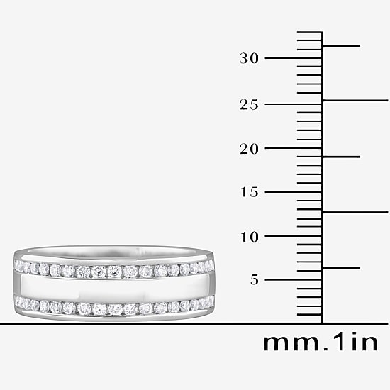 (G / Si1-Si2) Mens 3/4 CT. T.W. Lab Grown White Diamond Sterling Silver Wedding Band