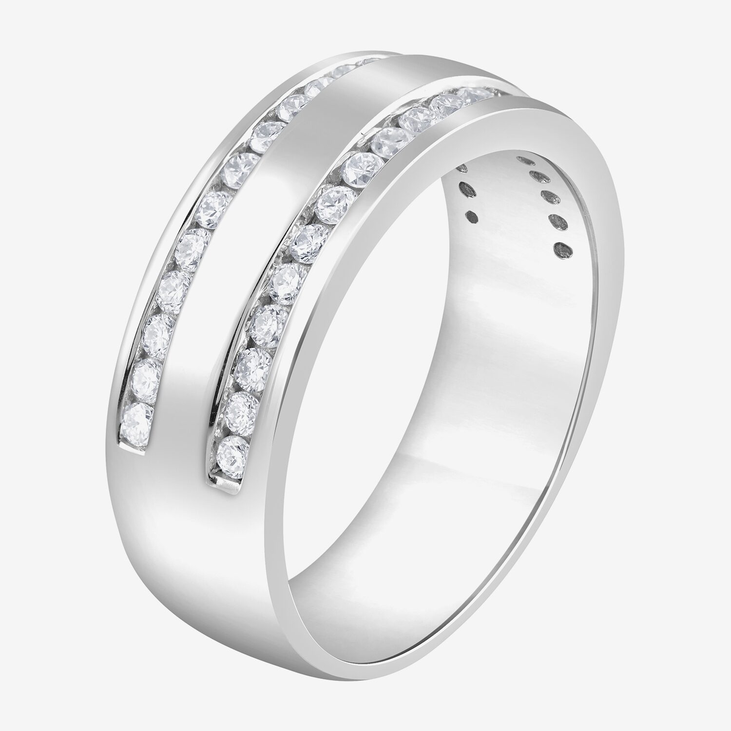 G / Si1-Si2) Mens / CT. T.W. Lab Grown White Diamond Sterling Silver Wedding Band