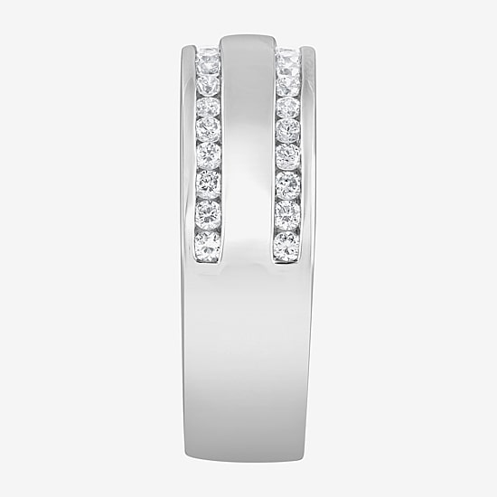 (G / Si1-Si2) Mens 3/4 CT. T.W. Lab Grown White Diamond Sterling Silver Wedding Band