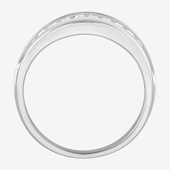 (G / Si1-Si2) Mens 1/2 CT. T.W. Lab Grown White Diamond Sterling Silver Anniversary Wedding Band
