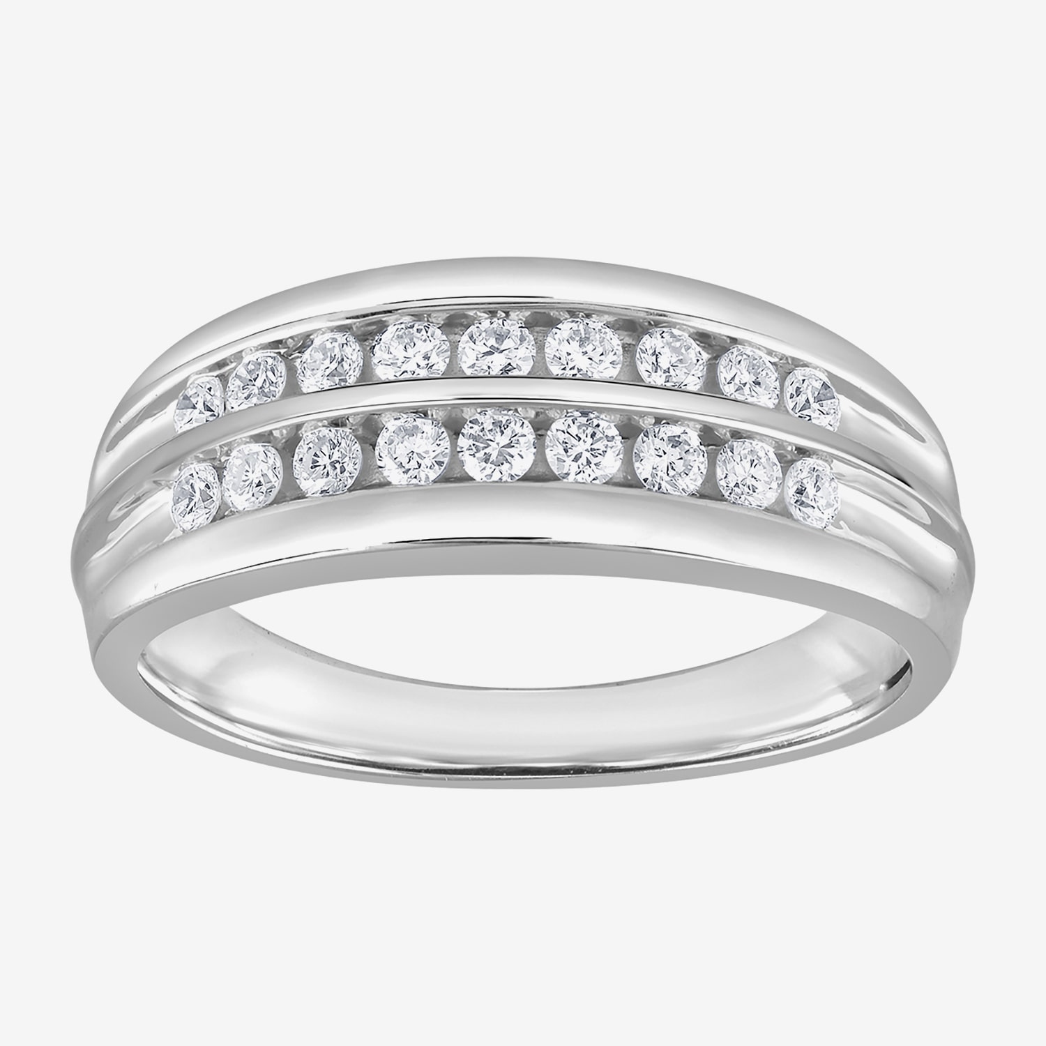 (G / Si1-Si2) Mens 1/2 CT. T.W. Lab Grown White Diamond Sterling Silver Anniversary Wedding Band