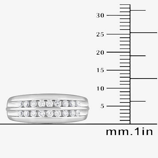 (G / Si1-Si2) Mens 1/2 CT. T.W. Lab Grown White Diamond Sterling Silver Anniversary Wedding Band