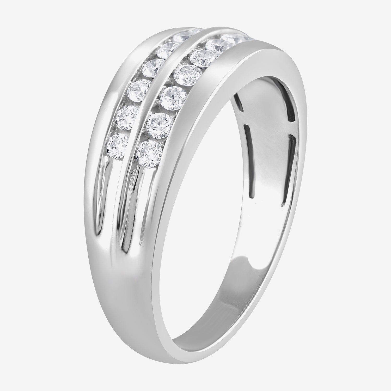 (G / Si1-Si2) Mens 1/2 CT. T.W. Lab Grown White Diamond Sterling Silver Anniversary Wedding Band