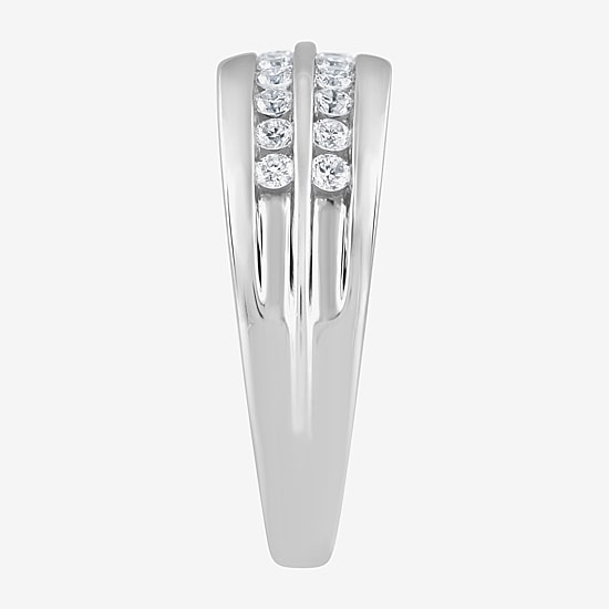 (G / Si1-Si2) Mens 1/2 CT. T.W. Lab Grown White Diamond Sterling Silver Anniversary Wedding Band