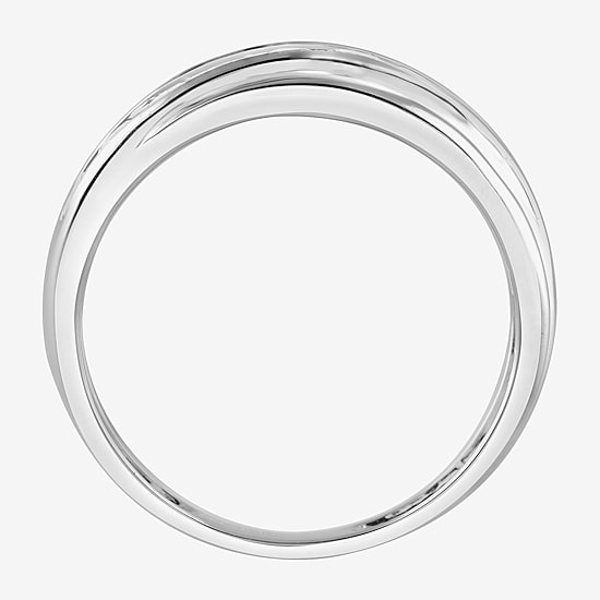 (G / Si1-Si2) Mens 1 CT. T.W. Lab Grown White Diamond Sterling Silver Wedding Band