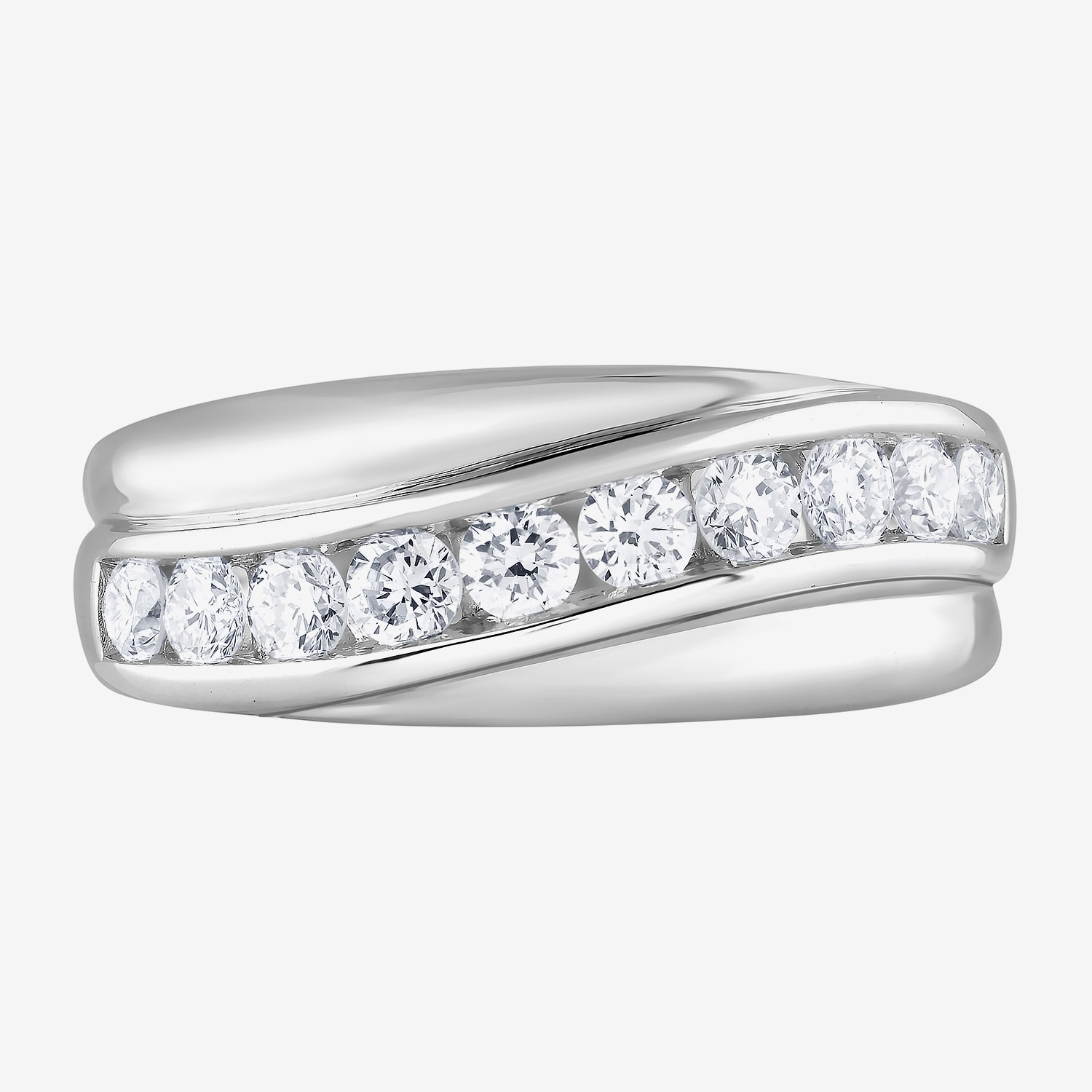 (G / Si1-Si2) Mens 1 CT. T.W. Lab Grown White Diamond Sterling Silver Wedding Band