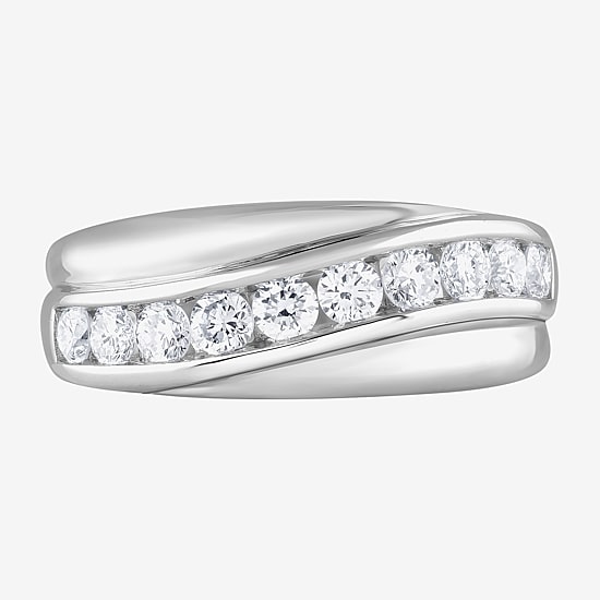 (G / Si1-Si2) Mens 1 CT. T.W. Lab Grown White Diamond Sterling Silver Wedding Band