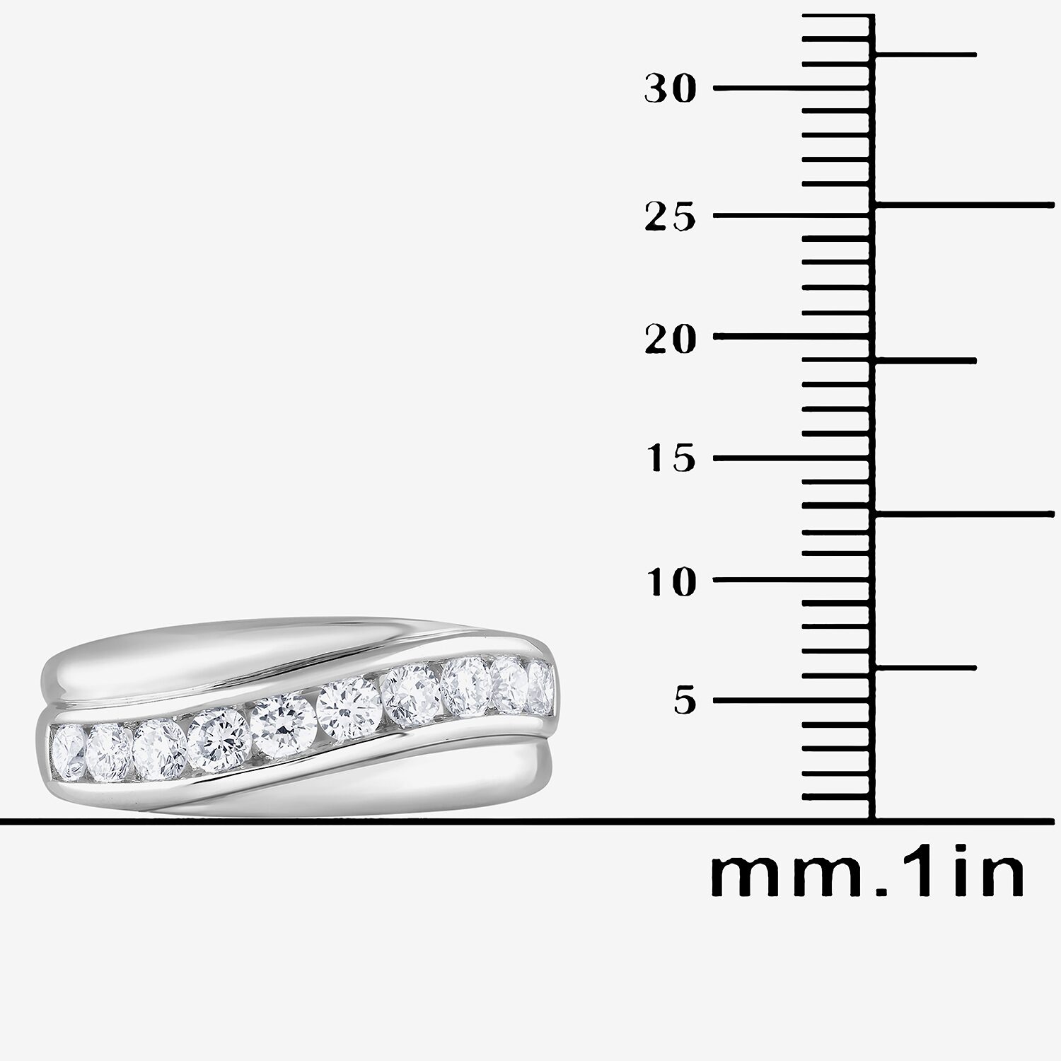 (G / Si1-Si2) Mens 1 CT. T.W. Lab Grown White Diamond Sterling Silver Wedding Band