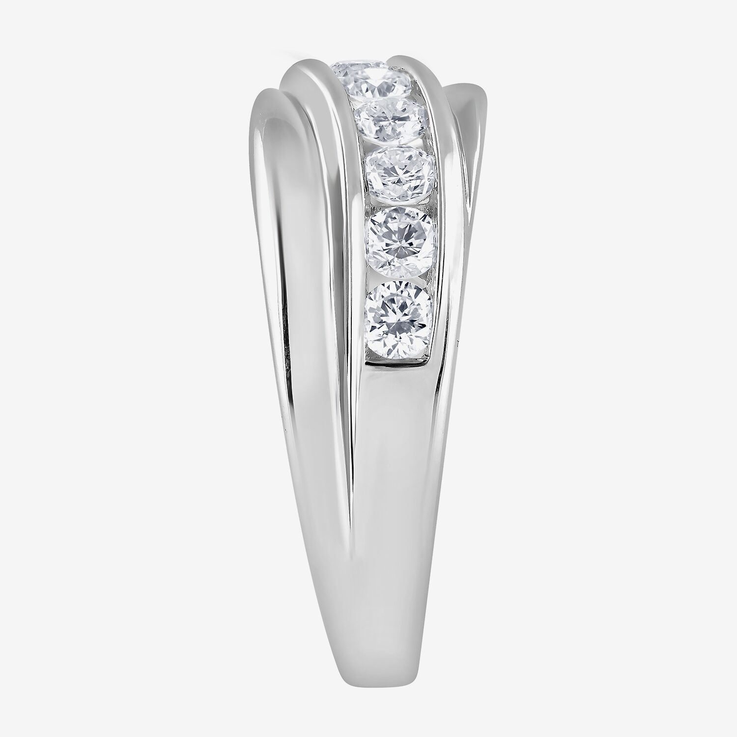 (G / Si1-Si2) Mens 1 CT. T.W. Lab Grown White Diamond Sterling Silver Wedding Band