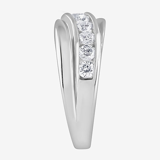 (G / Si1-Si2) Mens 1 CT. T.W. Lab Grown White Diamond Sterling Silver Wedding Band