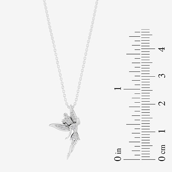 Enchanted Disney Fine Jewelry Womens 1/8 CT. T.W. Natural White Diamond Sterling Silver 18 Inch Pendant Necklace