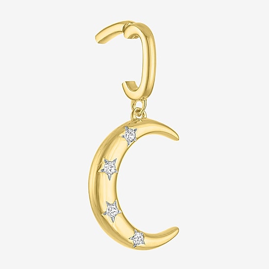 Charmed by Diamond Addiction Diamond Accent Moon (G-H / Si2- I1) White Diamond Accent 14K Gold Over Silver Moon Charm