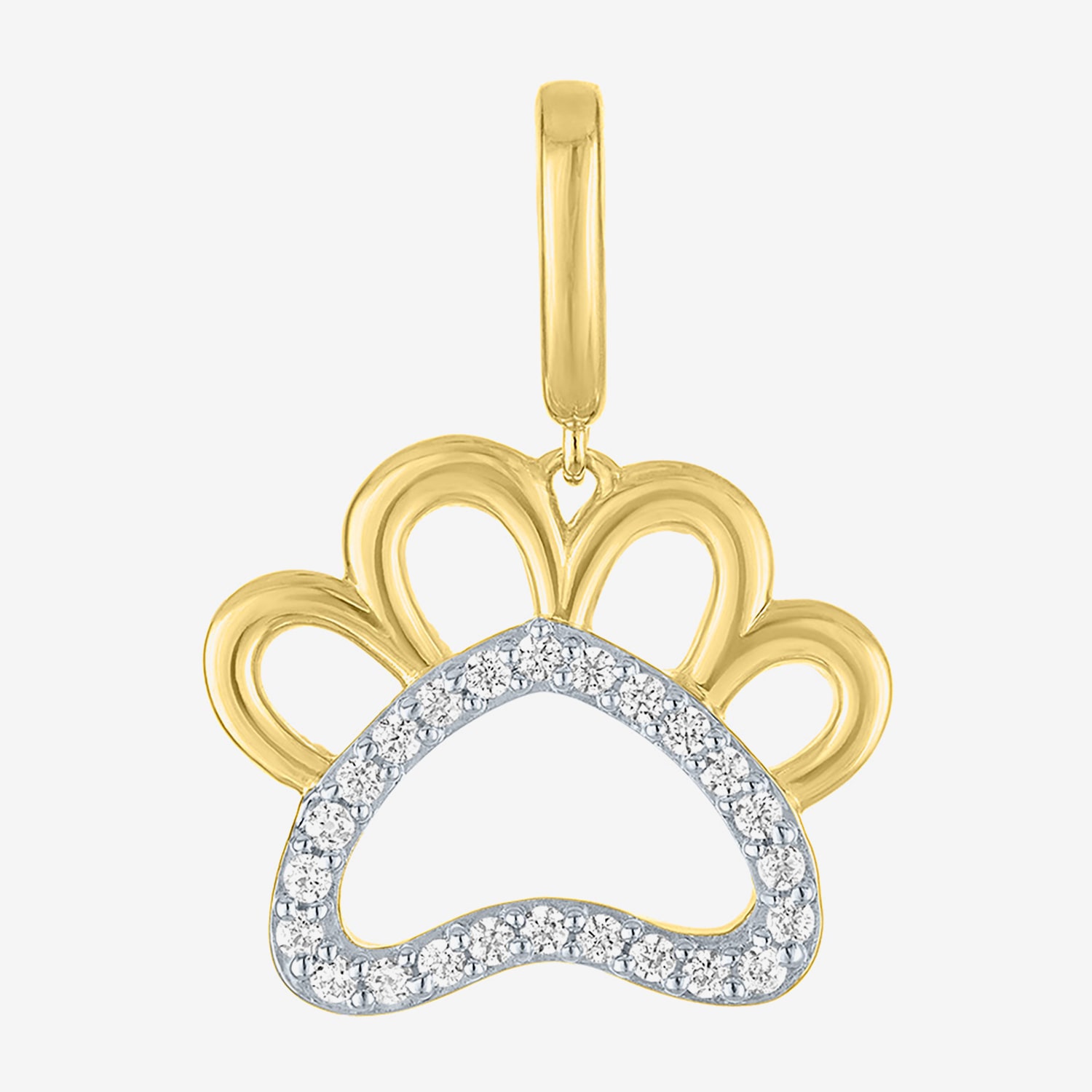 Charmed by Diamond Addiction 1/10 CT. T.W. Paw Print (G-H / Si2- I1) White Diamond 14K Gold Over Silver Charm