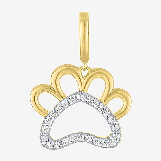 Charmed by Diamond Addiction Paw Print (G-H / Si2- I1) Womens 1/10 CT. T.W. Lab Grown White Diamond 14K Gold Over Silver Pendant
