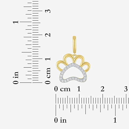 Charmed by Diamond Addiction Paw Print (G-H / Si2- I1) Womens 1/10 CT. T.W. Lab Grown White Diamond 14K Gold Over Silver Pendant