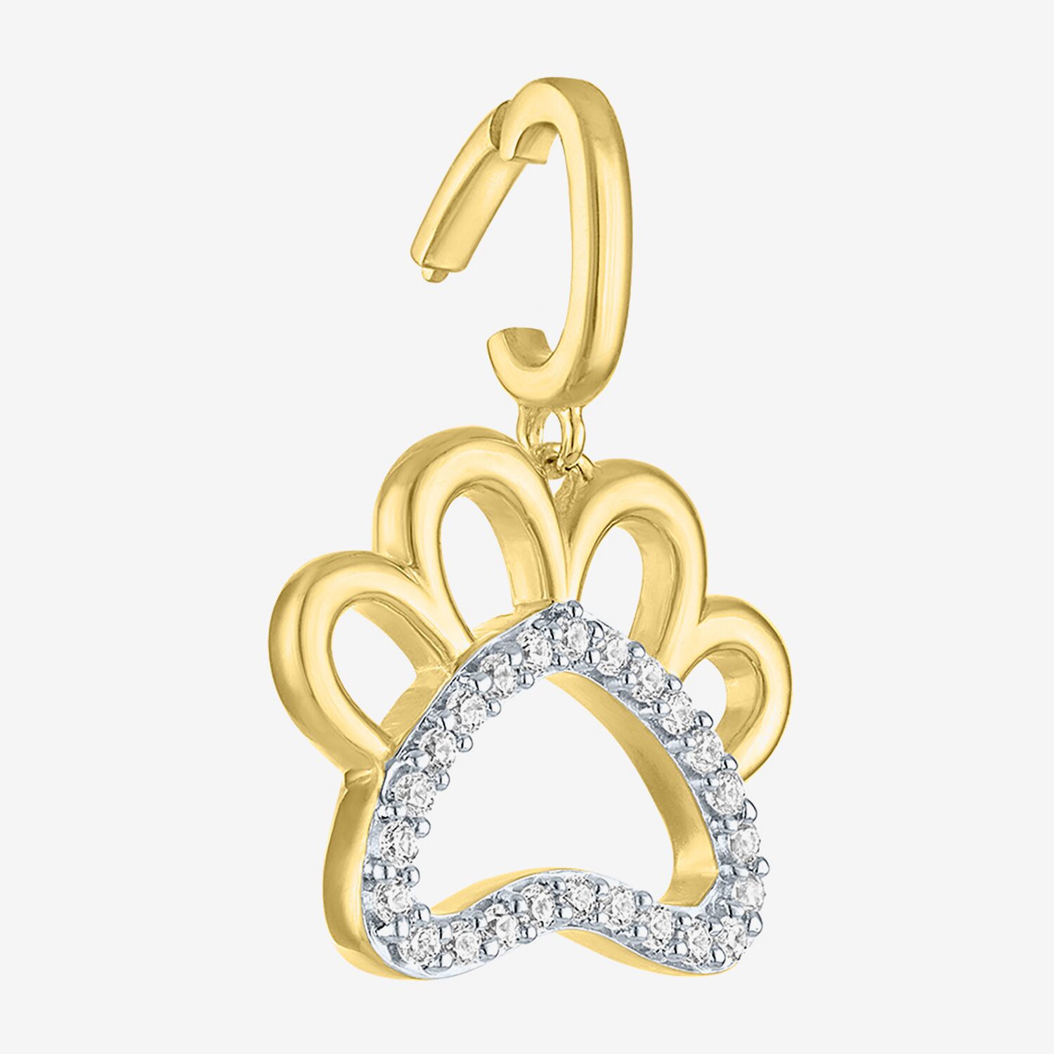Charmed by Diamond Addiction 1/10 CT. T.W. Paw Print (G-H / Si2- I1) White 14K Gold Over Silver Charm