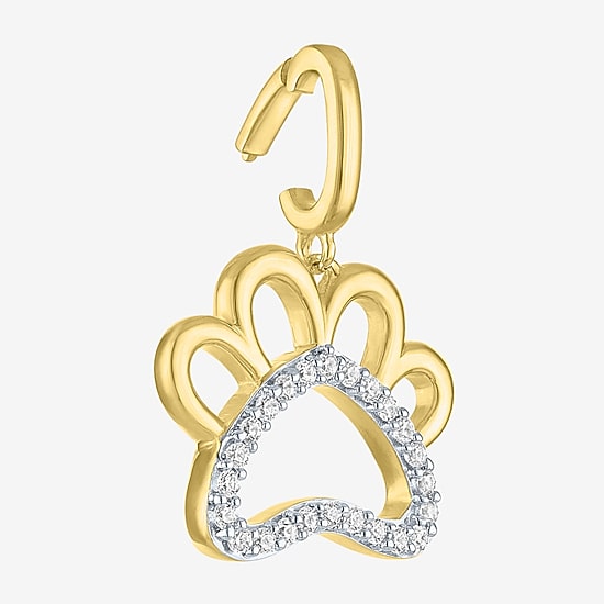 Charmed by Diamond Addiction Paw Print (G-H / Si2- I1) Womens 1/10 CT. T.W. Lab Grown White Diamond 14K Gold Over Silver Pendant