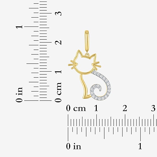 Charmed by Diamond Addiction 1/10 CT. T.W. Cat (G-H / Si2- I1) White Diamond 14K Gold Over Silver Charm