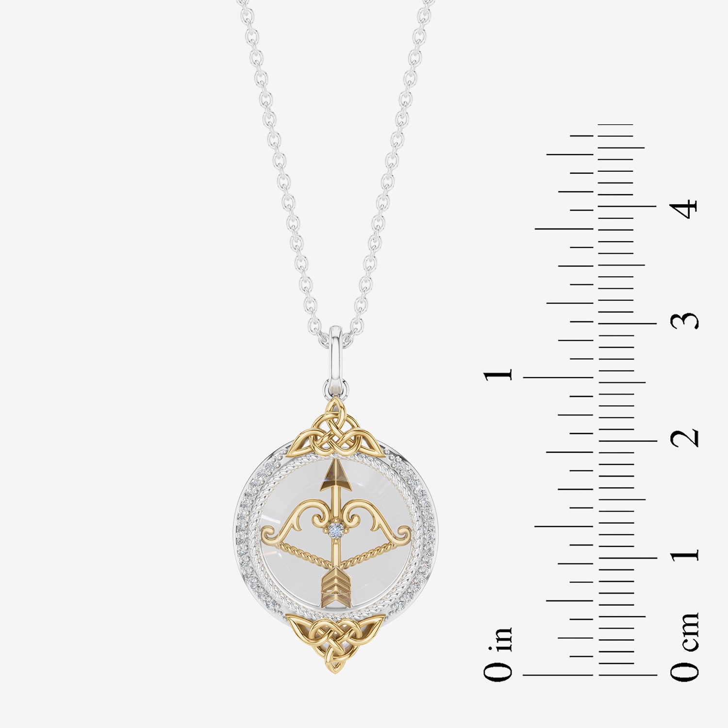 Enchanted Disney Fine Jewelry Womens 1/6 CT. T.W. Genuine White Quartz 14K Gold Over Silver Arrow 18 Inch Pendant Necklace