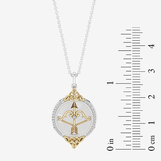 Enchanted Disney Fine Jewelry Womens 1/6 CT. T.W. Genuine White Quartz 14K Gold Over Silver Arrow 18 Inch Pendant Necklace