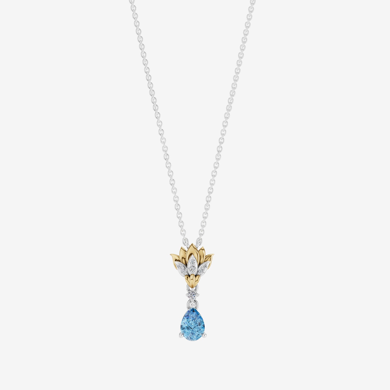 Enchanted Disney Fine Jewelry Womens Diamond Accent Genuine Blue Topaz 14K Gold Over Silver 18 Inch Pendant Necklace