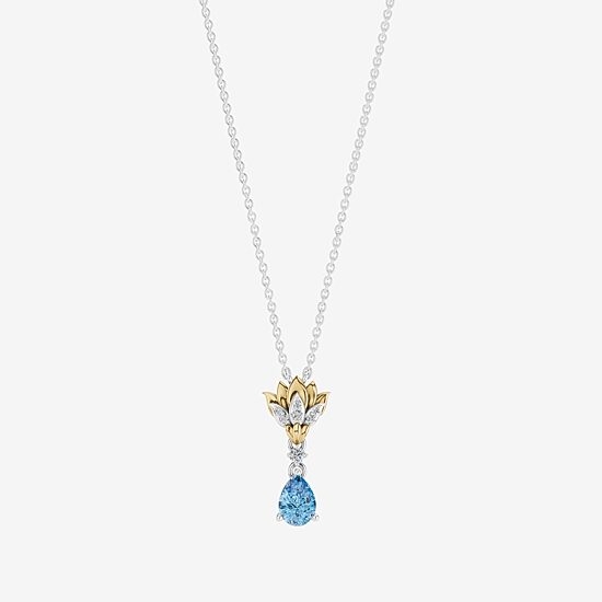 Enchanted Disney Fine Jewelry Womens Diamond Accent Genuine Blue Topaz 14K Gold Over Silver 18 Inch Pendant Necklace