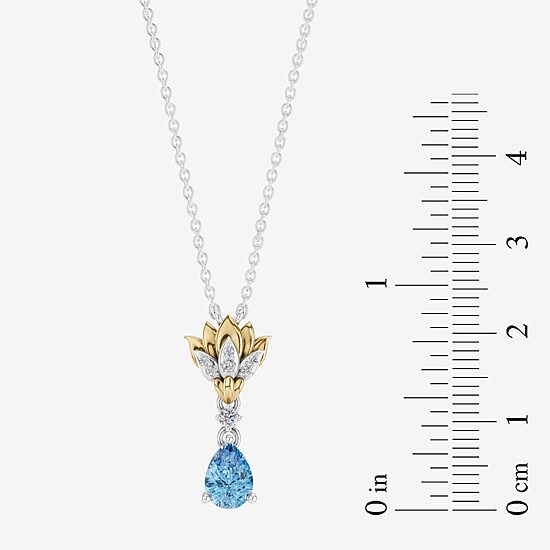 Enchanted Disney Fine Jewelry Womens Diamond Accent Genuine Blue Topaz 14K Gold Over Silver 18 Inch Pendant Necklace