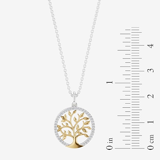 Womens 1/6 CT. T.W. Natural White Diamond 14K Gold Over Silver 18 Inch Pendant Necklace