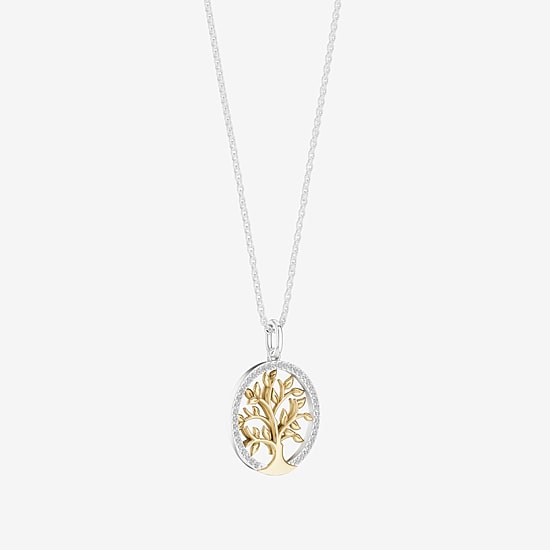 Womens 1/6 CT. T.W. Natural White Diamond 14K Gold Over Silver 18 Inch Pendant Necklace