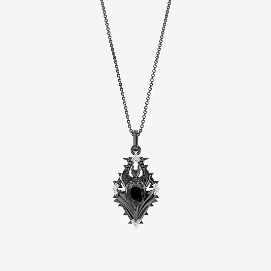 Enchanted Disney Fine Jewelry Villains Womens 1/10 CT. T.W. Genuine Black Onyx Sterling Silver 18 Inch Pendant Necklace