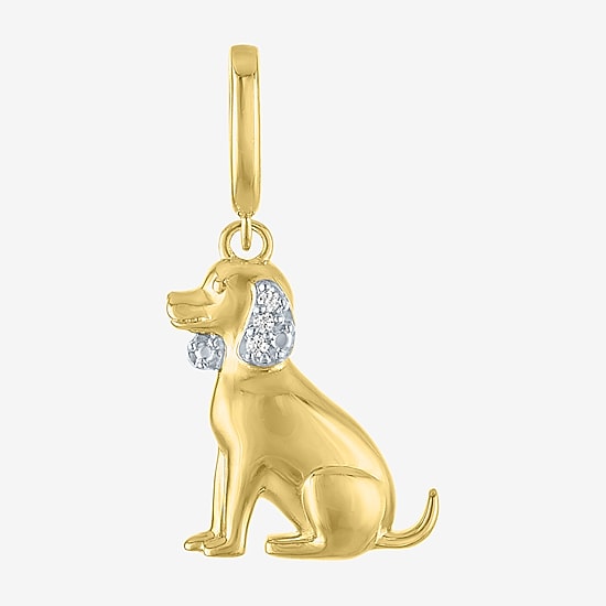 Charmed by Diamond Addiction Dog (G-H / Si2- I1) Womens Diamond Accent Lab Grown White Diamond Accent 14K Gold Over Silver Pendant